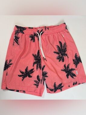 Maamgic Coral Pink Palm Print Swim Shorts - Men’s Medium